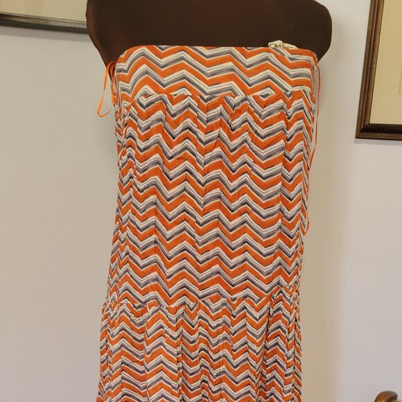 NWT Solitaire by Ravi Khosla Chevron pattern Orange Skirt Size S - Picture 6 of 7